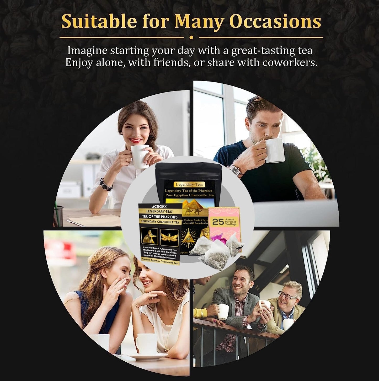 25-Pack Chamomile Tea Gift Pouch-Legendary-Teas Jumbo Pyramid Tea Bags1.2g each