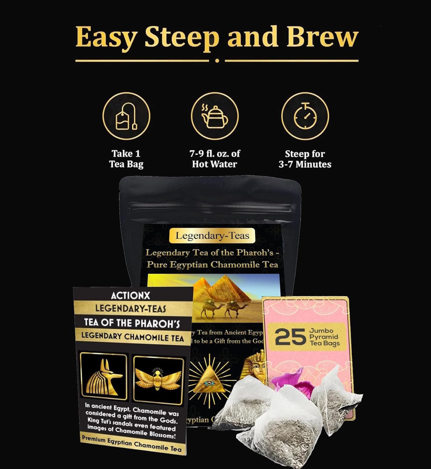 25-Pack Chamomile Tea Gift Pouch-Legendary-Teas Jumbo Pyramid Tea Bags1.2g each