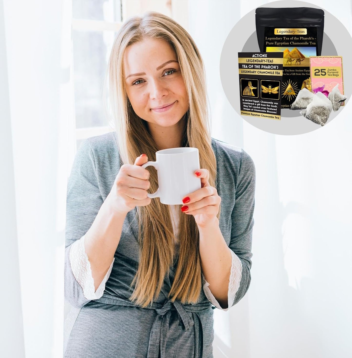 25-Pack Chamomile Tea Gift Pouch-Legendary-Teas Jumbo Pyramid Tea Bags1.2g each