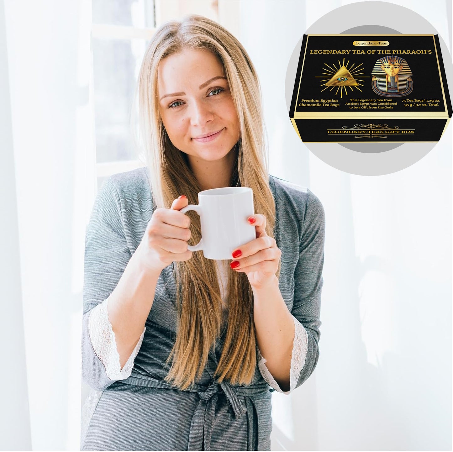 Chamomile 75-Pack Gift Box - Legendary-Teas Jumbo Pyramid Tea Bags 1.2g each