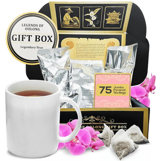 Premium Oolong T.K.Y. 75-Pack Gift Box-Legendary- Jumbo Pyramid Tea Bags 3.2g each