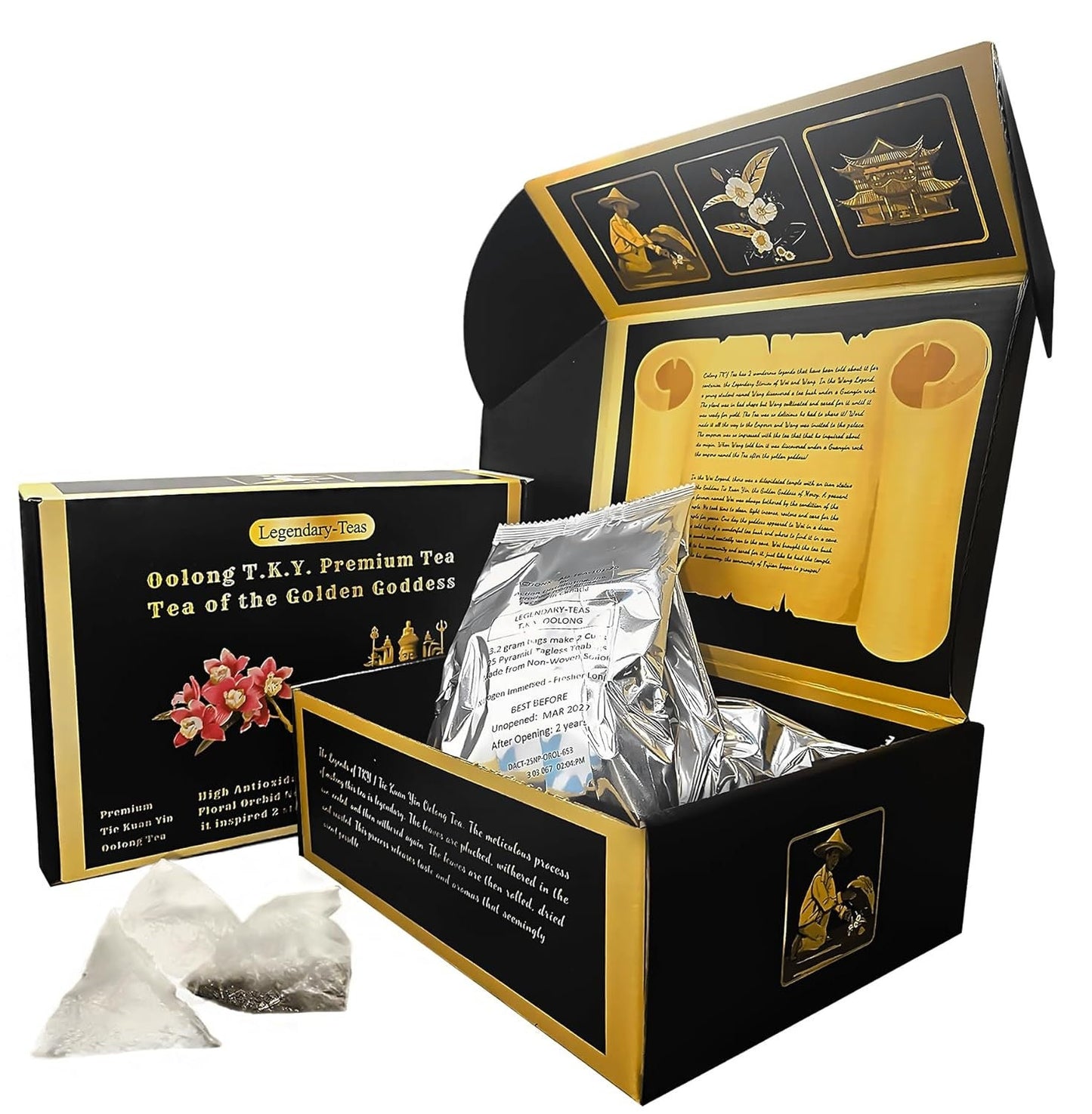 Oolong T.K.Y. 100-Pack Gift Box-Legendary-Teas Jumbo Pyramid Tea Bags 3.2g each