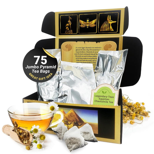 Chamomile 75-Pack Gift Box - Legendary-Teas Jumbo Pyramid Tea Bags 1.2g each